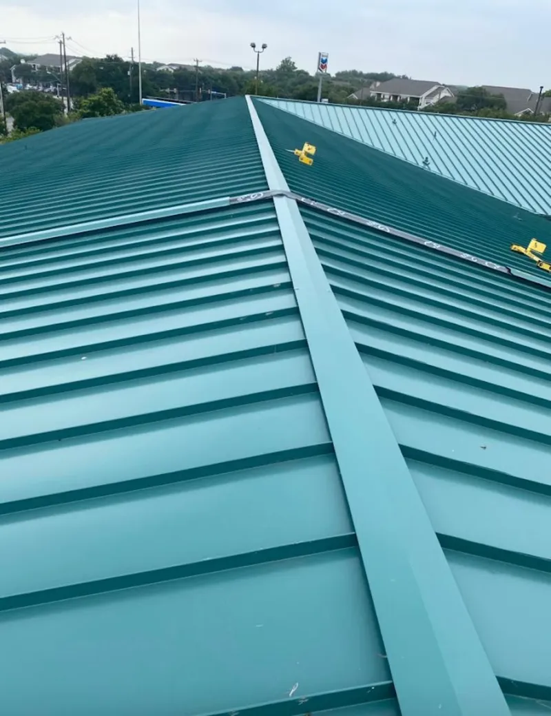 Green commercial metal roof ridge and valley for Metal Roof Repair in Conway